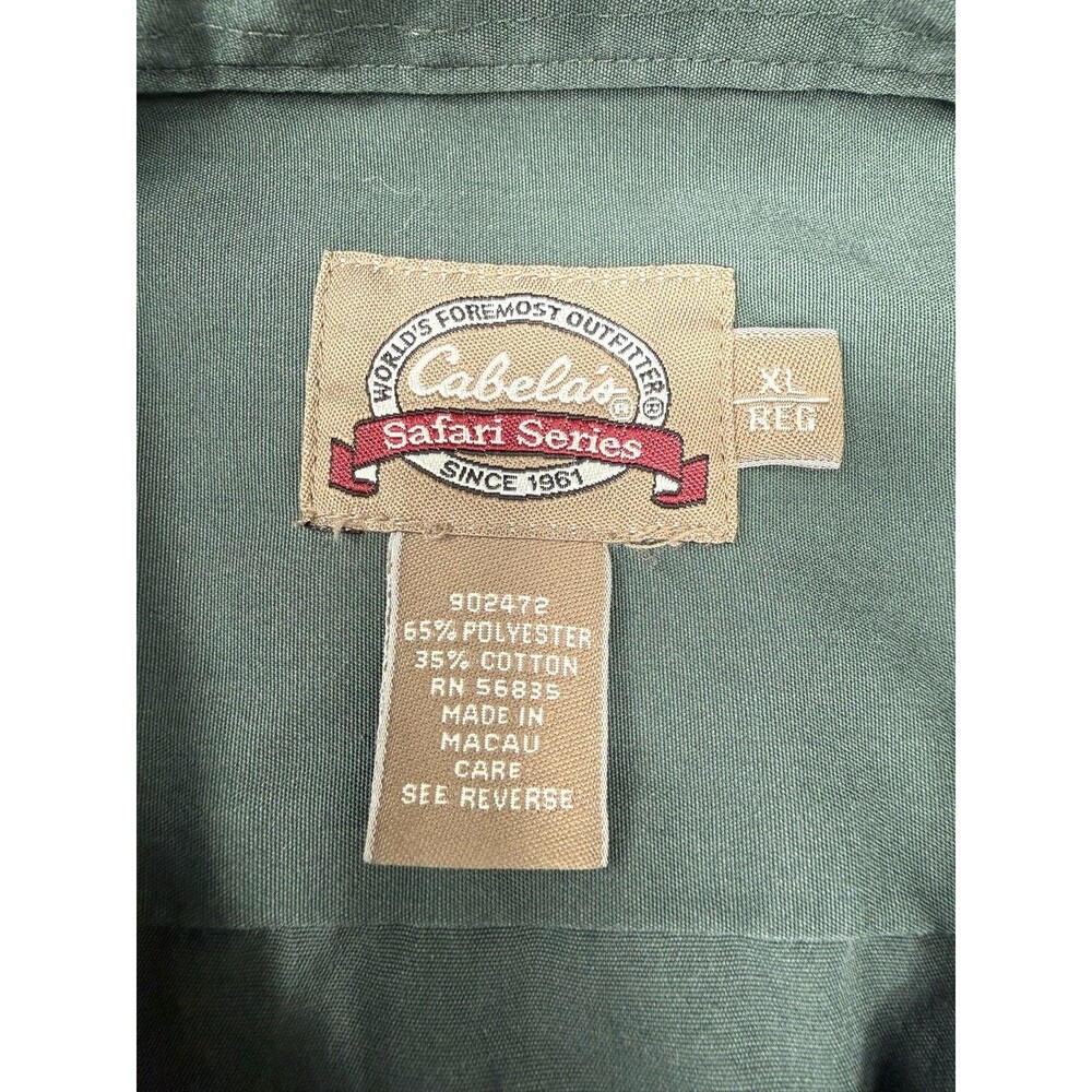 Cabelas Safari Series Mens XL Green Short Sleeve Fishing Hiking Shirt Outdoor - Picture 3 of 7
